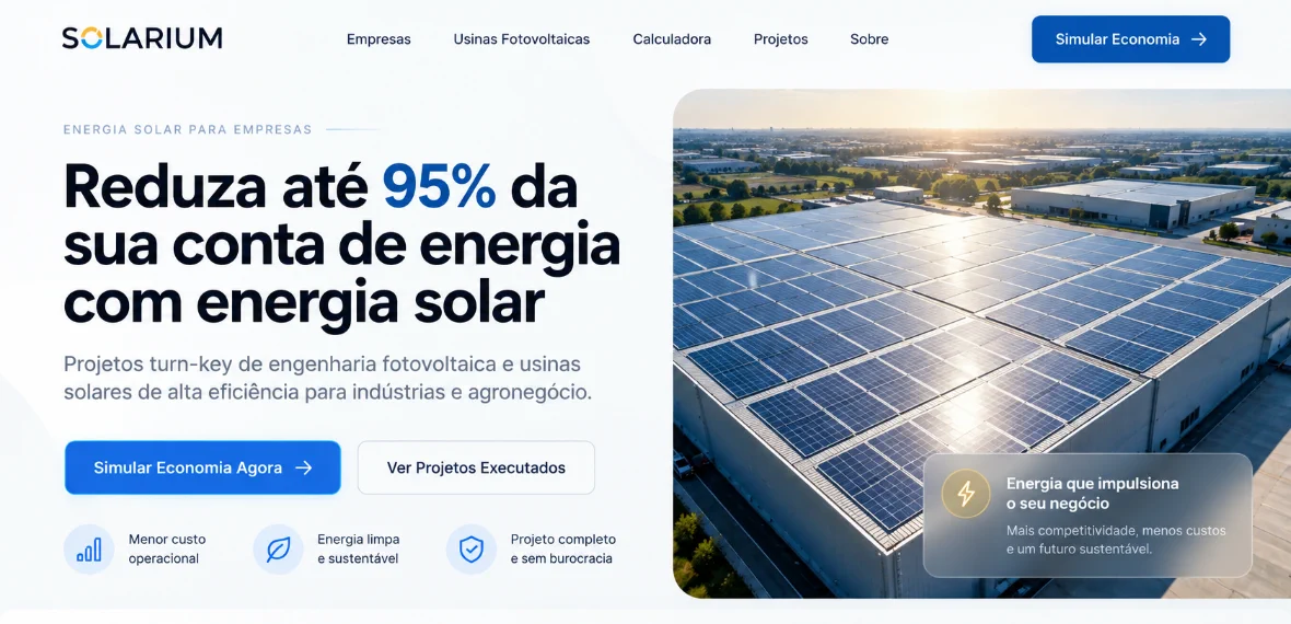 Site institucional Solarium Engenharia Solar
