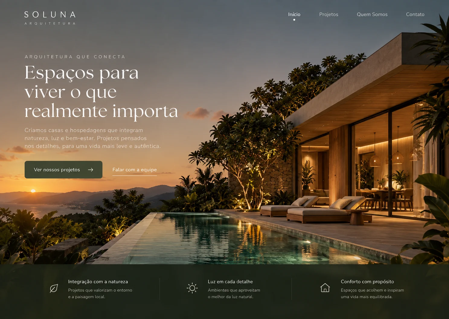 Site institucional Soluna Arquitetura